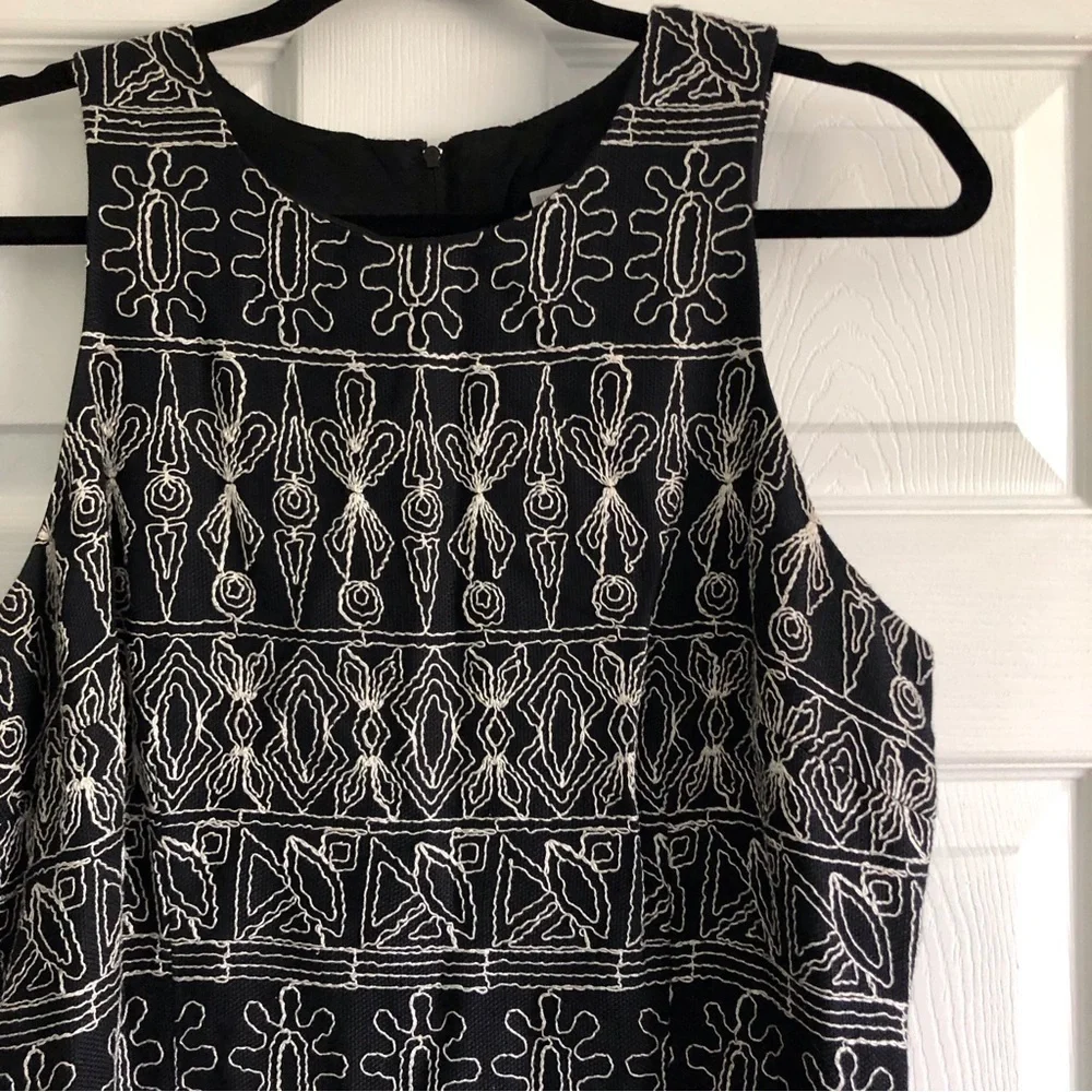 Vintage J.B.S. black and white full embroidered maxi dress in size 12